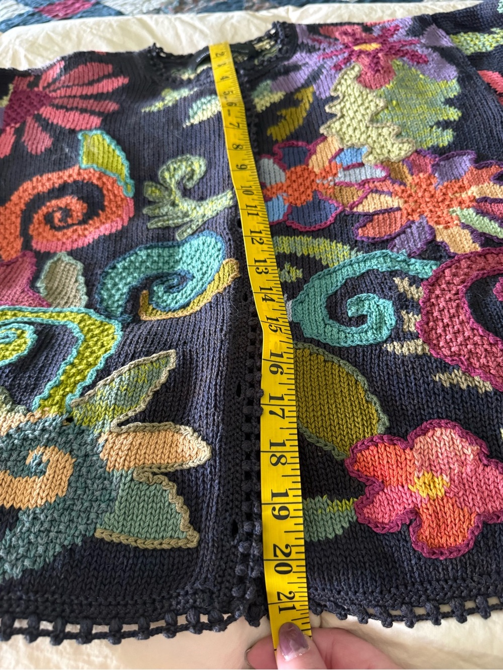 Peruvian Connection Charcoal Cardigan with Multicolor Floral Embroidery - Picture 8 of 8